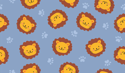 Cute lion pattern background vector design © rupa