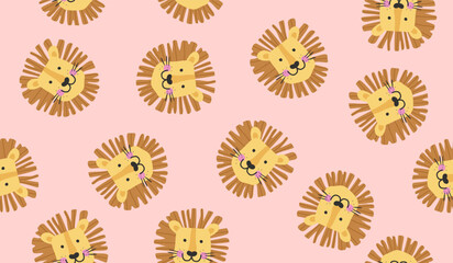 Fototapeta premium Cute lion pattern background vector design