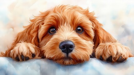 cockapoo clipart isolated watercolor element illustration detailed illustration - stock photo