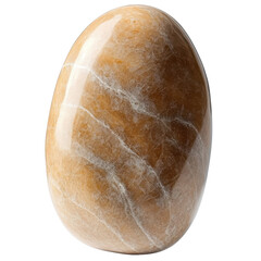 polished orange calcite egg, gemstone on black