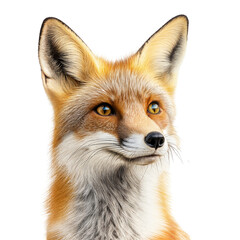 Fototapeta premium Close-up of a beautiful fox with expressive eyes isolated on transparent background