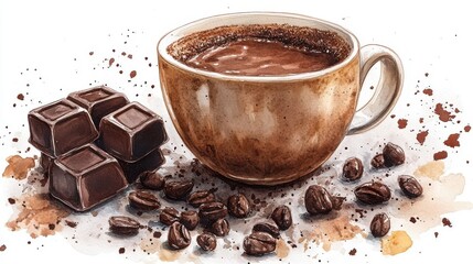 cocoa clipart isolated watercolor element illustration detailed illustration - image for design