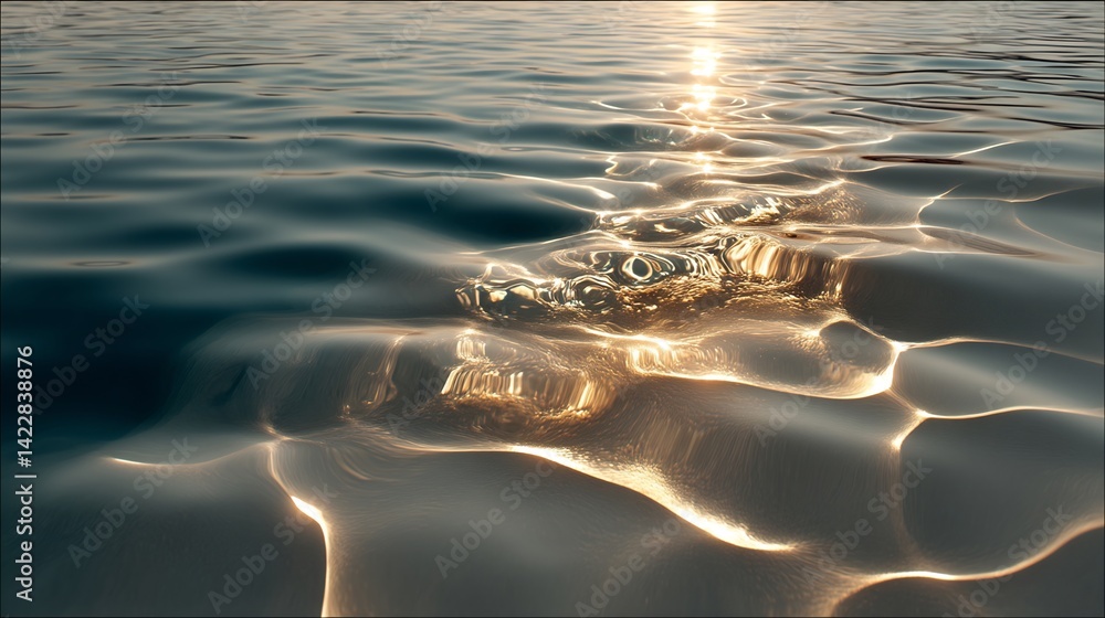 Aufkleber Illuminated waterscape reflecting sunlight, creating mesmerizing patterns and shadows