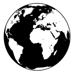 Earth in Silhouette: The world in a stunning black and white silhouette, a symbol of our planet, viewed from space, perfect for highlighting global concepts.