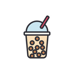 Bubble tea colored icons, minimalist vector illustration ,simple transparent graphic element .Isolated on white background
