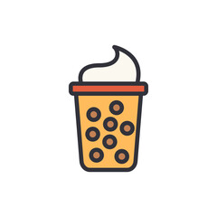 Bubble tea colored icons, minimalist vector illustration ,simple transparent graphic element .Isolated on white background