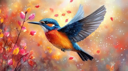 Fototapeta premium colibri clipart watercolor illustration artistic illustration detailed illustration - stock photo