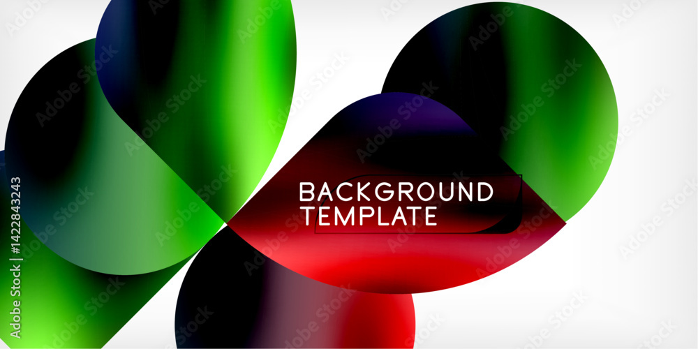 Poster Abstract fluid shapes blend vibrant colors. Gradient design creates dynamic visual effect. Modern template suitable for backgrounds, presentations, digital art projects.