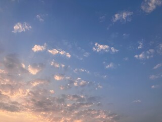 Infinite Blue: Expansive Sky Tapestry with Scattered Clouds on West Lake in Hanoi, Vietnam
