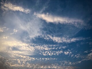 Ethereal Blue Sky Canvas: Wispy Cloudscape Panorama in Hanoi, Vietnam