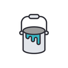 paint bucket colored icons, minimalist vector illustration ,simple transparent graphic element .Isolated on white background