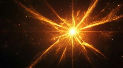 A luminous star-shaped flare with dynamic golden rays, gently pulsing with energy in the darkness