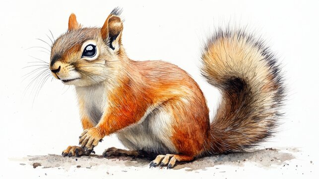conifer squirrel clipart creative generative watercolor illustration detailed illustration - image for design