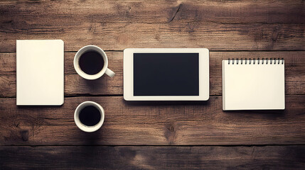 with tablet showing mood board or brand aesthetic guide surrounded by color swatches 