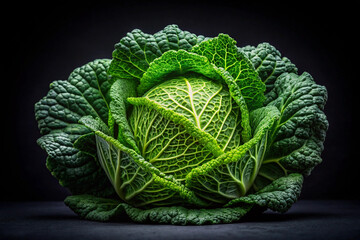 Fototapeta premium Fresh green cabbage head isolated on white background, detailed 3D vector digital food illustration, generative AI