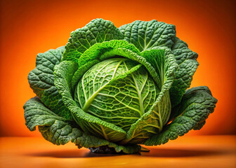 Fototapeta premium Cabbage IsolatedFresh green cabbage head isolated on white background, professional studio food photography, generative AI on White Background