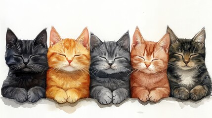 cool cats clipart isolated watercolor element illustration detailed illustration - photo for design