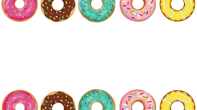 4K Animated Cartoon Background featuring a smooth rotating donut pattern with bright colors complemented by a green screen. There is a clean, empty copyspace area in the middle, perfect for adding tex