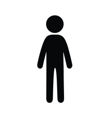Obraz premium Stick person silhouette. A simple black silhouette image of a stick figure person, often used in various designs and illustrations to represent a human figure. Vector clipart illustration design.