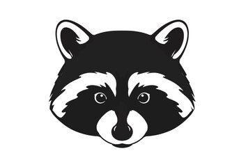 Raccoon face silhouette. This image shows a raccoon's face in silhouette with detailed features like whiskers and fur, symbolizing wildlife and nature. Vector clipart illustration design.