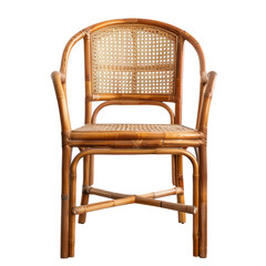 Cane Chair front view full length isolate on transparency background