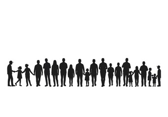 Community silhouette. This image illustrates a group of people standing side by side, symbolizing unity, togetherness, and social connection. Vector clipart illustration design.