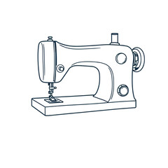 Embroidery sewing machine icon atelier embroidery continuous line drawing vector illustrations on white background generated Ai