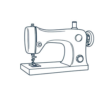 Embroidery sewing machine icon atelier embroidery continuous line drawing vector illustrations on white background generated Ai