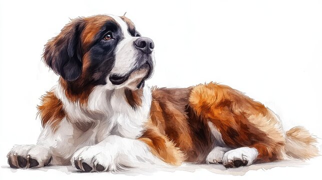 cool saint bernard clipart isolated watercolor element illustration detailed illustration - stock photo