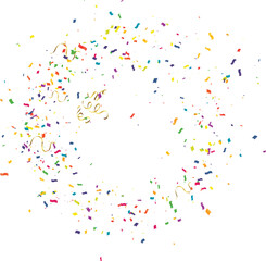 Falling Festive Colorful bright Confetti isolated on Transparent background. Vector illustration