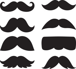 Mustaches Bundle isolated on a white background.