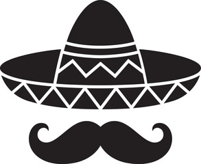 Sombrero And Mustache isolated on a white background.