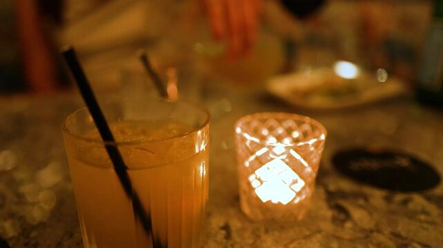 Candlelit Cocktail Moment at a Bar in Australia