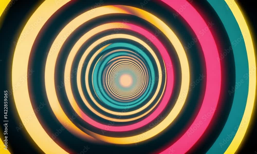Poster flowing concentric circles and retro lines create depth and motion made with generative ai technolog