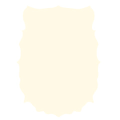 Beige abstract shape with pointed top and curved sides on white background. Ideal for product labels, vintage tags, branding elements, or creative minimalist design templates.