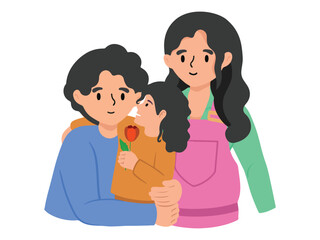 New Cartoon Family Background Illustration