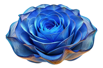 Rose flower blue ray isolated on white background.