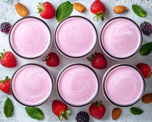 Pink Smoothie Cups, Berries, Nuts