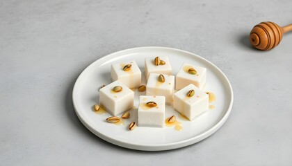 Creamy Coconut Panna Cotta with Honey Drizzle and Pistachios