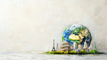 Globe with Landmarks and Nature