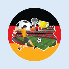 Soccer National Athlete Player with German Flag and Stadium Background 