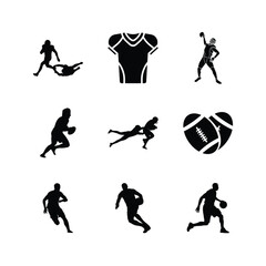 American Football Player Silhouettes Collection For Sport Concepts And Team Design Element