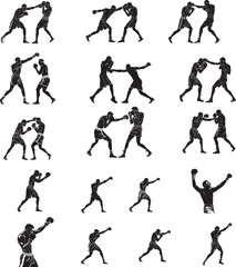 Boxing players silhouettes