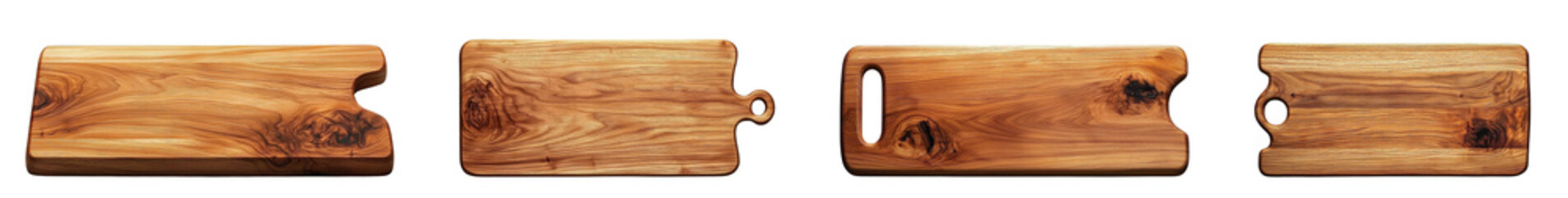 wooden cutting boards set on white background