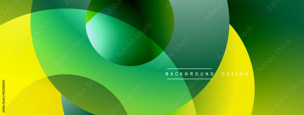 Poster abstract fluid shapes overlap, creating vibrant green, yellow gradients. modern design evokes moveme