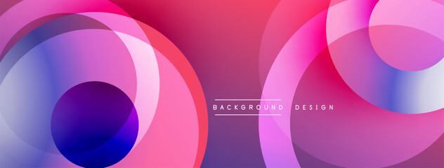 Abstract vibrant circles overlap, creating dynamic gradients. Pink, purple, blue hues blend seamlessly. Modern design evokes fluidity, energy, visual interest. Background suggests innovation, creativi