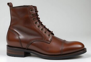 Elegant Brown Leather Lace-Up Boots: Classic Style, Polished Finish