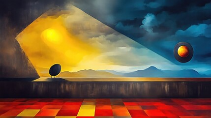 Abstract view of contrasting day and night