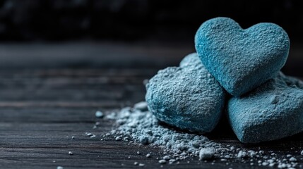 Stacked heart-shaped treats dusted with powder