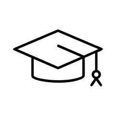 Mortarboard cap in minimalist style on a white background